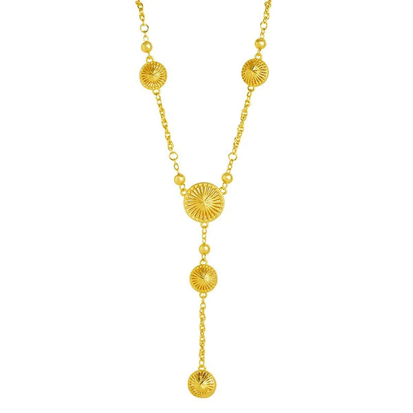 14K Gold Circle Tassel Necklace